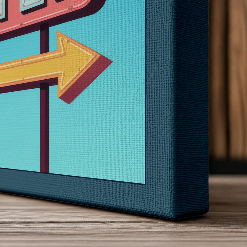 Holiday Motel Sign Retro - Wrapped Canvas, 18x12 - 45.7 x 30.5 cm, Teal Border