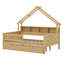 Lits plateforme en bois pleine grandeur avec DEL, tablettes de rangement, tiroirs et garde-corps-112939296
