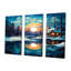 «Winter Cottage Blue Snow Sunset Forest - Winter Landscape», ensemble de reproduction d'art mural-532624000-532624002