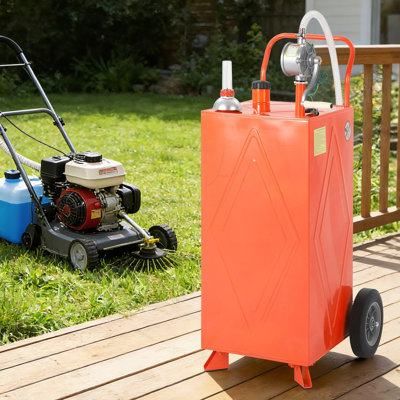 Chariot à carburant 30 gallons avec pompe manuelle, réservoir de transfert de gaz et de gazole portable avec roulettes