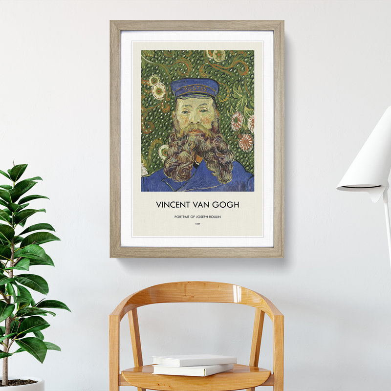 The Postman Joseph Roulin Vol.1 by Vincent Van Gogh - Picture Frame Painting, 65cm H x 48cm W x 2cm D, Oak Framed