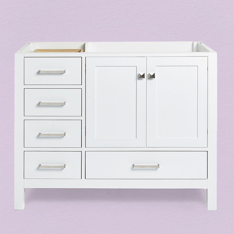 Cambridge 42'' W Single Bathroom Vanity Base, Brushed Nickel, White