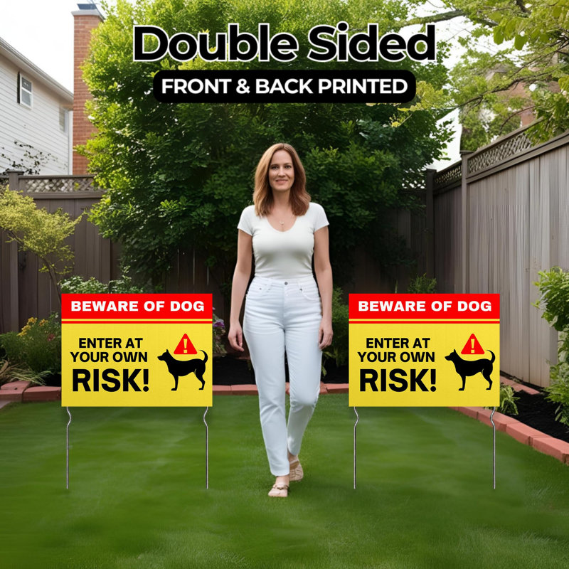 Caution: Pesticides in Use! Yard Sign by DC | 24"x18" Double Sided Garden Sign with 13” Metal Stakes | Outdoor Signs Waterproof for Lawn, Patio, Sidewalk & House | Set of 2 | Made in USA