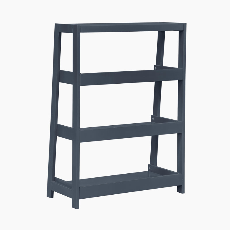 Estrela 30" Transitional Wood Bookcase with Three Fixed Shelves, Solid Wood Construction & Compact Vertical Design, Blue