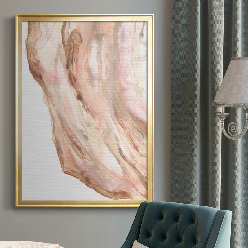 Toile encadrée de qualité supérieure Rose Quartz II - prête à être accrochée, Or, H 42,5 po x l 30,5 po x P 1 po