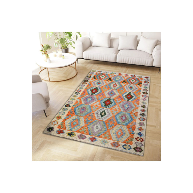 Tapis scandinave multicolore, Sous-tapis rectangulaire 2 pi 6 po x 4 pi 11 po