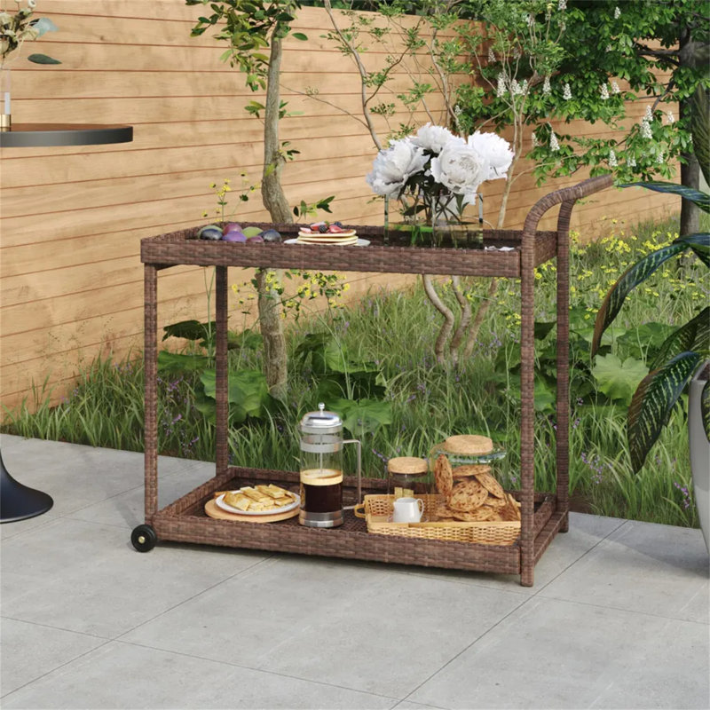 Aadhith Metal Bar Cart, Brown
