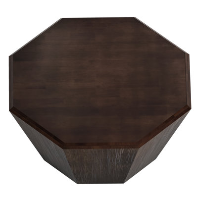 '' Octagonal Black Walnut Rubber Wood Coffee Table Set For Living Room And Bedroom