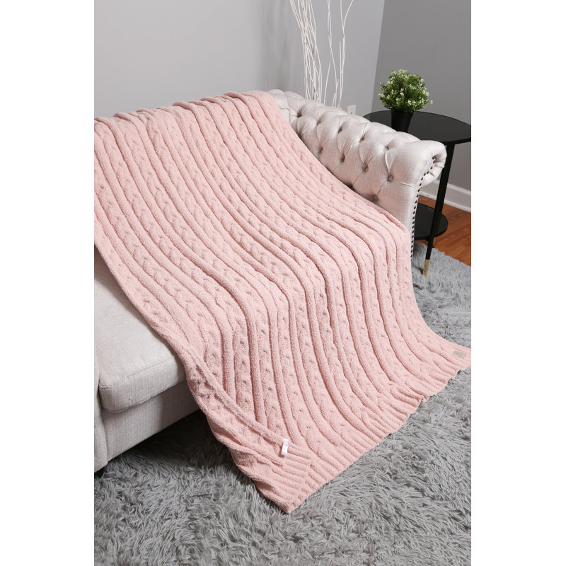 Jeté tressé torsadé luxueux , Rose