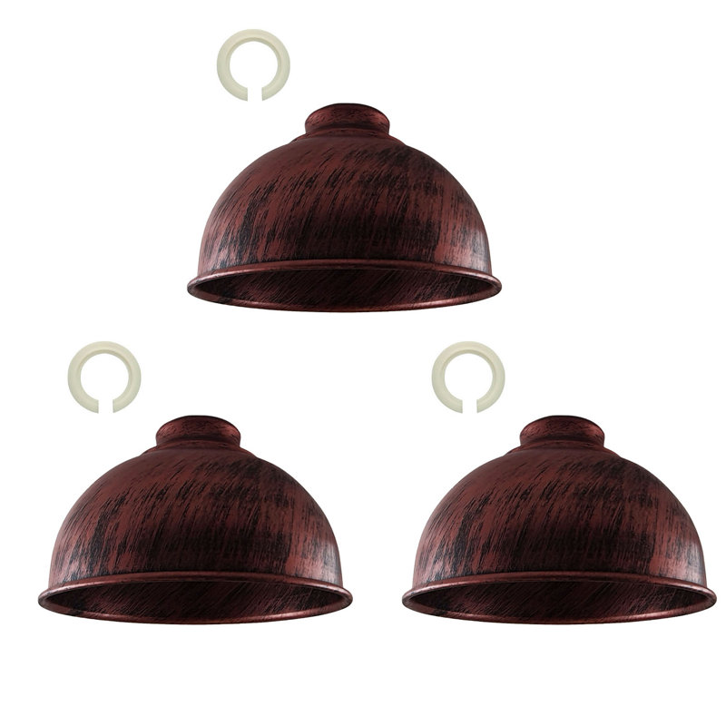 10cm H Metal Bowl Lamp Shade ( Uno ) in Rustic Red