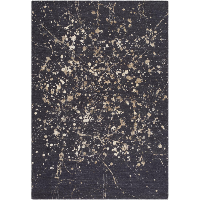 Hand-Tufted Black and Tan Abstract Rectangular Area Rug