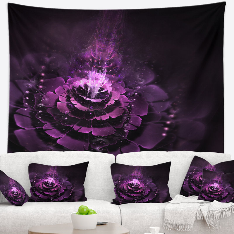 Tapisserie à fleurs fractales rose foncé Abstract, H 32 po x l 39 po