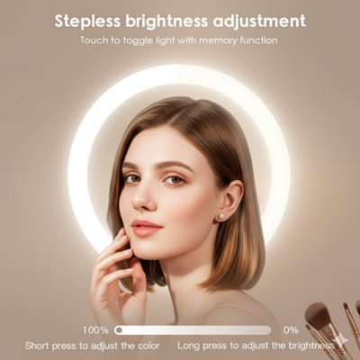 Wall Mounted Lighted Makeup Mirror, 8" Rechargeable Double-Sided Light Up Magnifying Mirror 1X/10X, 3 Colors Led Vanity Mirror With Lights, Touch Dimmable 360° Rotation Foldable