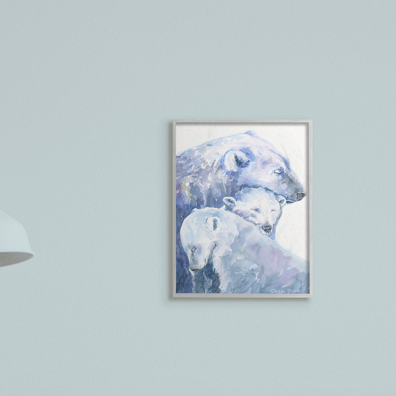 Portrait d'un ours polaire, Estampe numérique Farmhouse, H 20 po x l 16 po