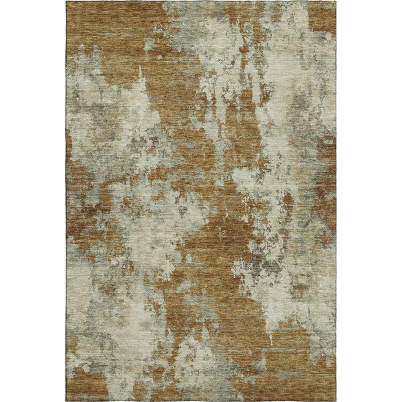 Premium Machine Washable Mayfield AMF2066 Abstract Rug, Terracotta, 5' x 7'6"