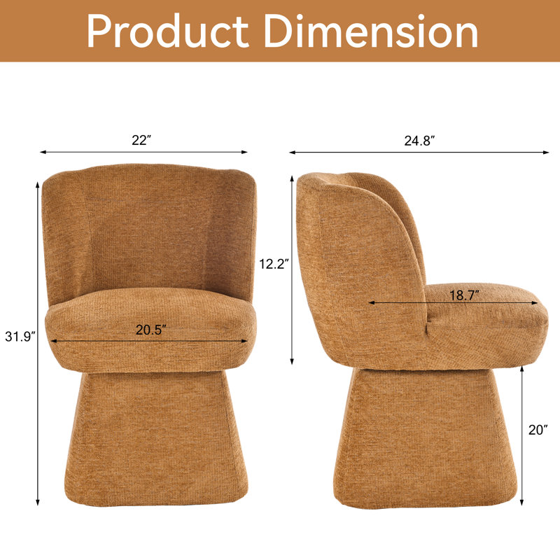  Upholstered Swivel Dining Chair, Orange