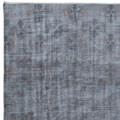 5.6x9 Ft Handmade Gray Area Rug for Entryway, Modern Turkish Wool Carpet for Living Room, Boho Rug