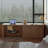 Walnut Rectangular Solid Wood Executive desk with drawers desk-329980608