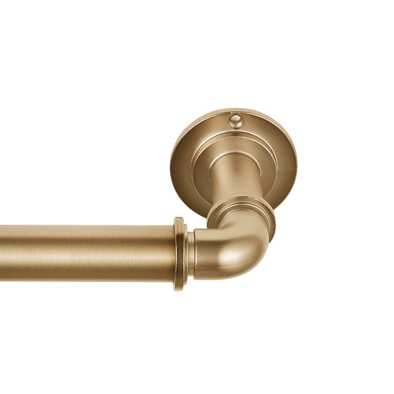 Gold Industrial Wall Mounted Curtain Rod Set with Zinc Finish