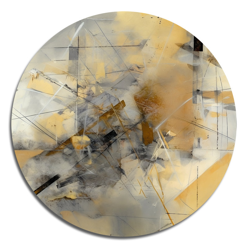 Jaune et gris au-delà de la toile II, H 29 po x l 29 po x P 1 po