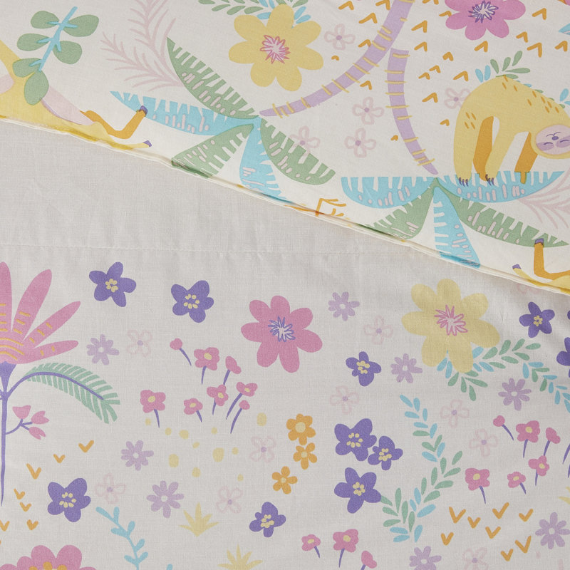 Édredon réversible en coton à motif floral double / grand pour lit double / grand avec coussin rond