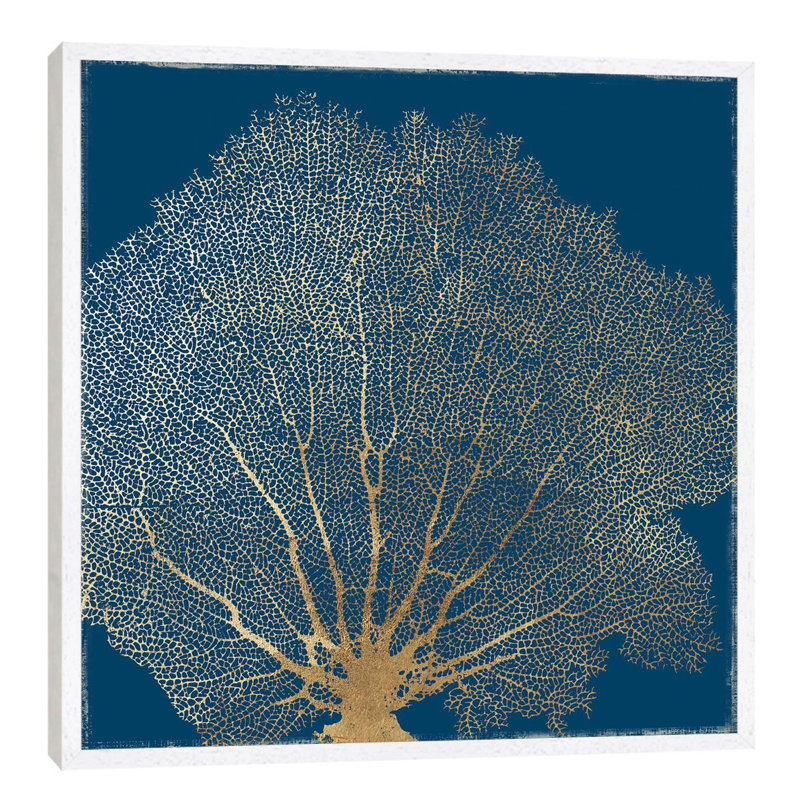 Gold Coral III by Aimee Wilson - Floater Frame Print on Canvas, 66.04 cm H x 66.04 cm W, White Framed