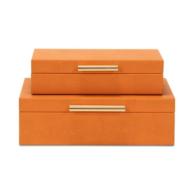 Rebeka 2 Piece Faux Leather Decorative Box Set