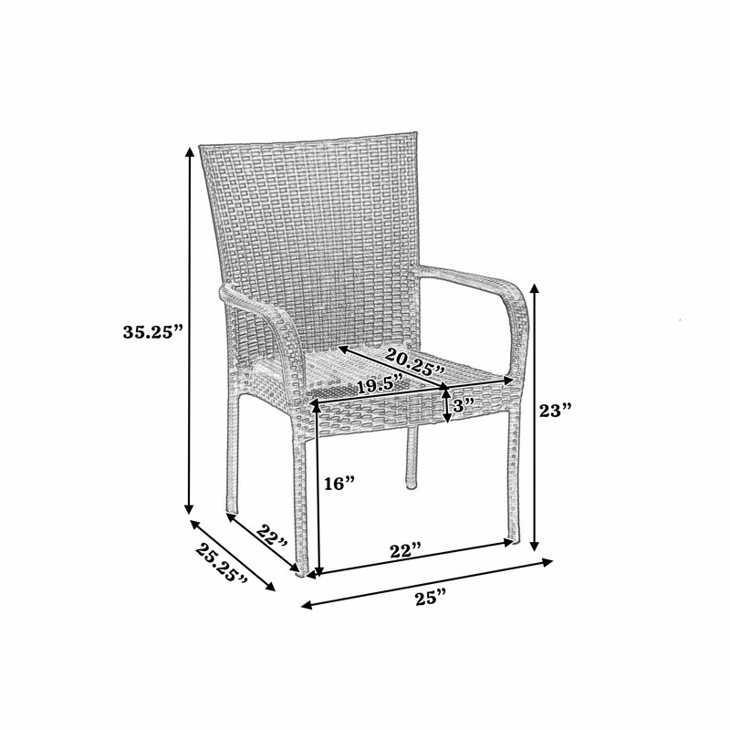 Pe Wicker Stacking Chair,2Pcs(1 Box), Gray