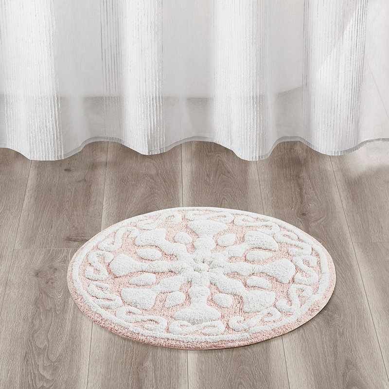 Medallion Cotton Tufted Bath Rug, Pink
