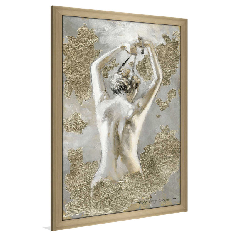 " Intimate I " by Anthony Orme, 39.5" H x 27.5" W x 0.75" D, Champagne Framed