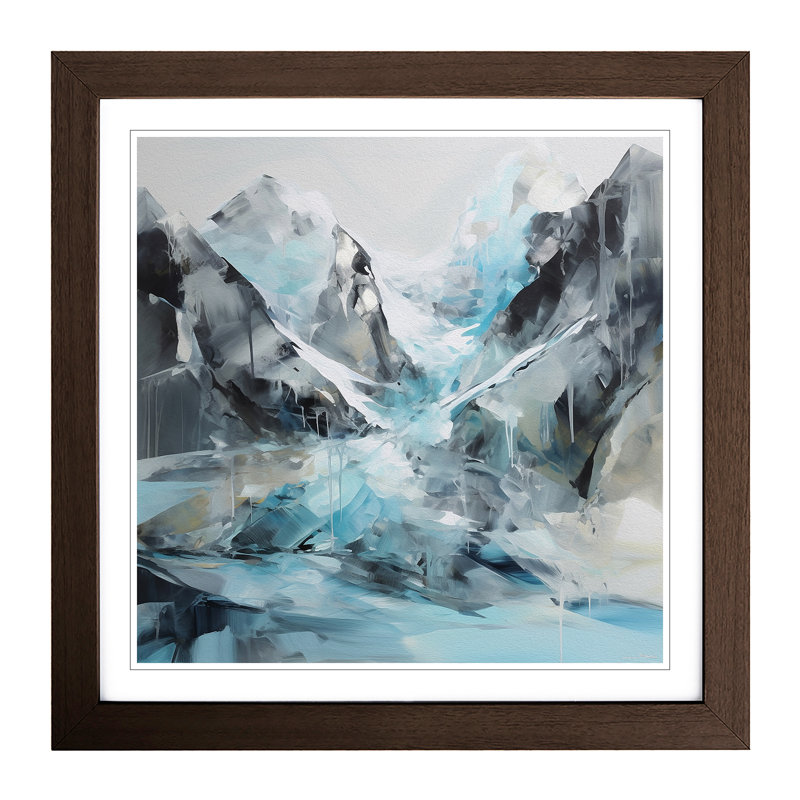 Glacier Gestural Art No.1 - Framed Print, Walnut