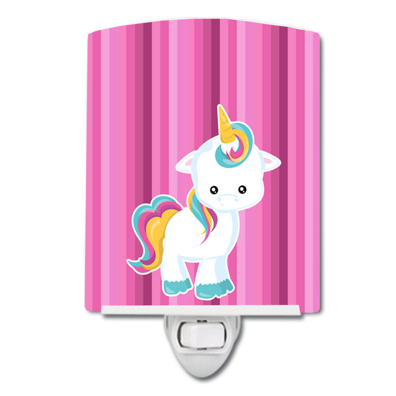 Éclairage de nuit en céramique rayures licorne