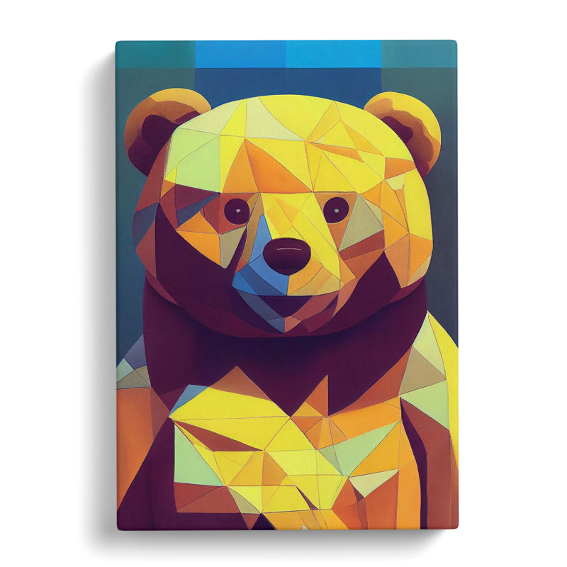 Teddy Bear Geometric - Wrapped Canvas, 50cm H x 35cm W x 3cm D