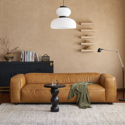 96.6-inch Wide Retro-style Top-grain Leather Sofa, Three-seater Armrest Sofa, Leisure Sofa For Living Room And Office.
