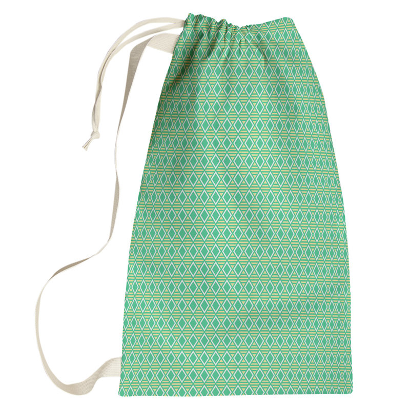 Sac à linge à motif géométrique, Grand (H 76,5 po x l 29,5 po x 1,5 po), Vert/jaune