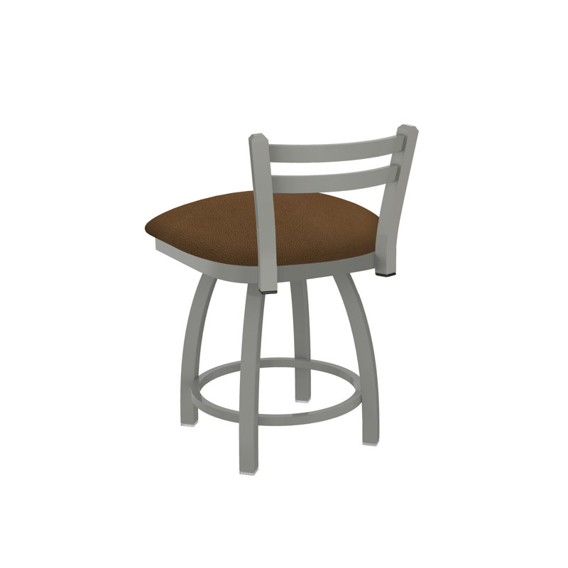 Tabouret de coiffeuse en métal Jackie, Nickel anodisé, Vinyle - Rein chaume