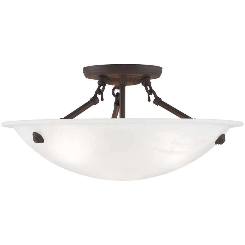 Glass Semi Flush Mount, Bronze
