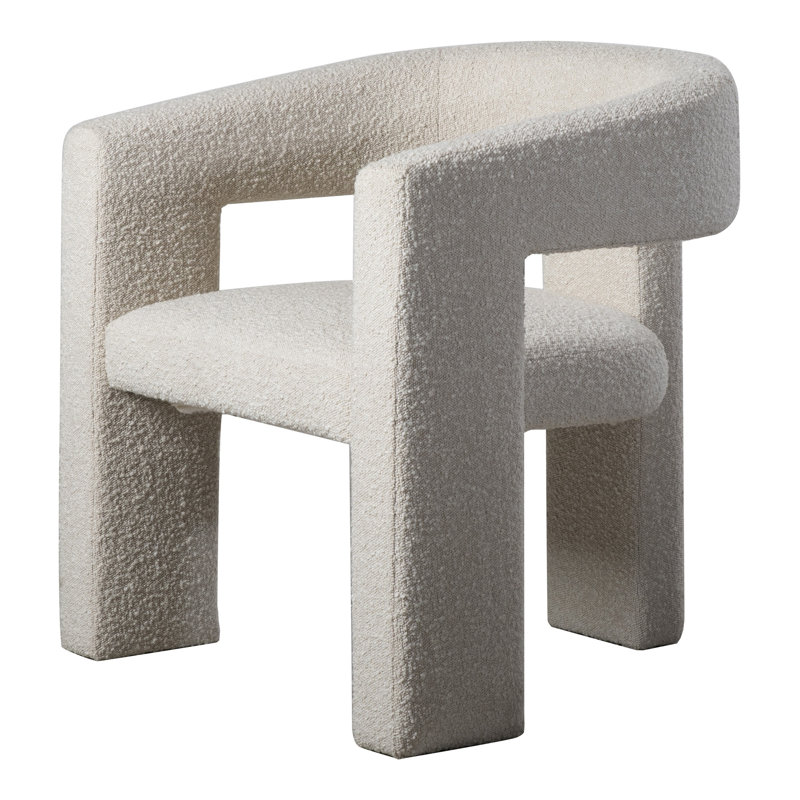 Elo Barrel Chair, White Boucle