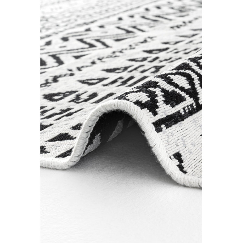 Adallyn Geometric and Trellis Cotton Indoor / Outdoor Area Rug, Rectangle 2'7" x 4'11"