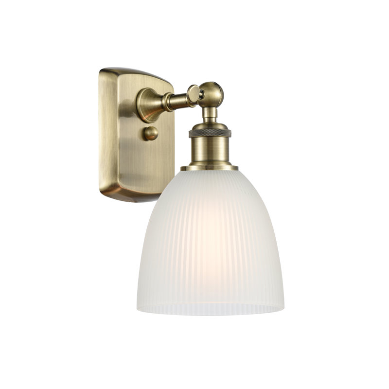 Wethington 1 - Light Dimmable Armed Sconce, Antique Brass, Incandescent , White