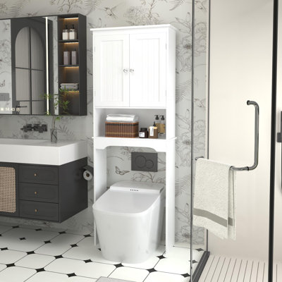 Armoire murale de salle de bain avec tablettes réglables, rangement compact au-dessus de la toilette, conception moderne pour la vie organisée