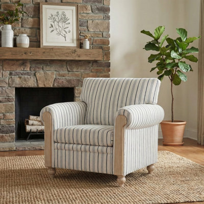 Classic Roll Arm Sofa with Removable Cushions and Solid Wood Legs