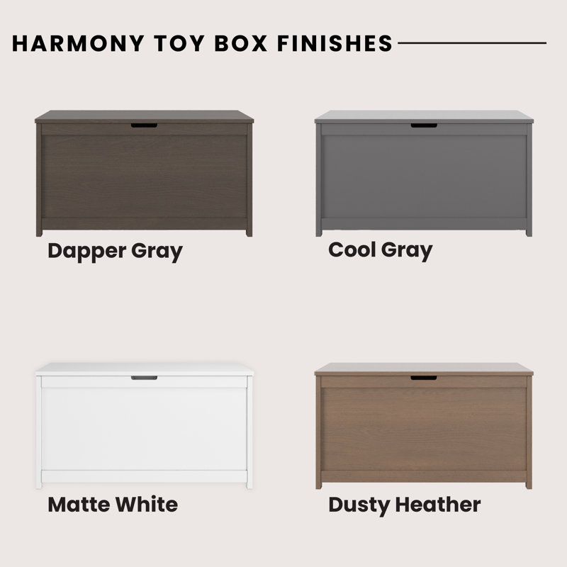Cool Gray Wooden Kids' Toy Storage Chest, 33"