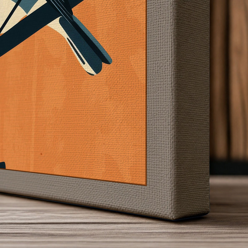 Perched Robin Mid-Century 1 Piece Wrapped Canvas Wall Art, 18x12 - 45.7 x 30.5 cm, Taupe Border