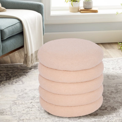 Round Ottoman Foot Stool With Storage,Modern Padded Seat Ottoman Coffee Table
