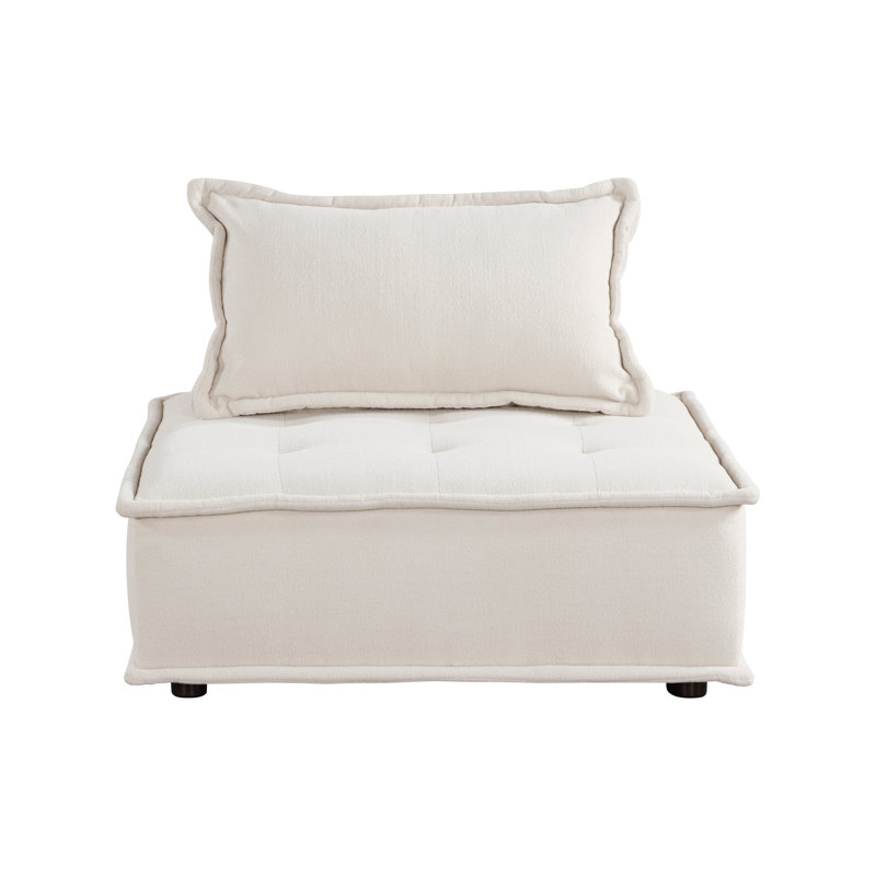 Chaise d'appoint capitonnée avec coussin de traversin en tissu massif 1pc