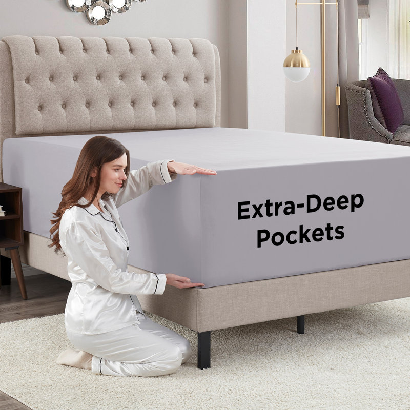 Gray Lavender Full Microfiber Deep Pocket Fitted Sheet Set