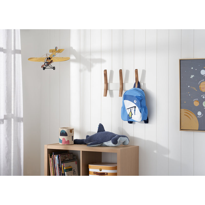 Algarin Solid Wood Wall 3 - Hook Wall Mounted Coat Rack, White/Walnut