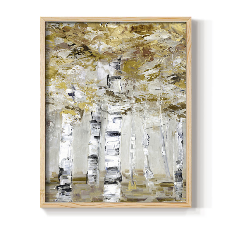 «Neutral Birch I», reproduction encadrée - bois massif, Naturel, H 11 po x l 9 po