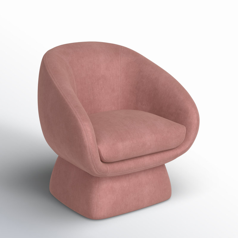 Fauteuil demi-tonneau en polyester 30,7 po Genata, Lin vieux rose
